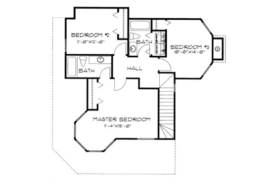 Floor Plan - Upper Floor for Victorian House Plan #43-102 - 3 bed, 2.5 bath