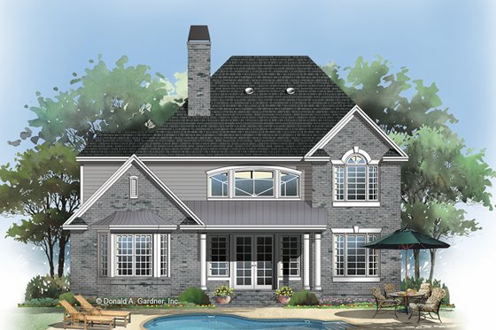 Exterior - Rear Elevation for Traditional House Plan #929-45 - 4 bed, 3.5 bath