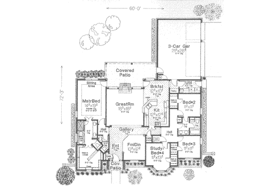 Floor Plan - Main Floor for European House Plan #310-365 - 4 bed, 2.5 bath