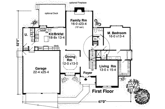 Floor Plan - Main Floor for Traditional House Plan #312-355 - 3 bed, 2.5 bath
