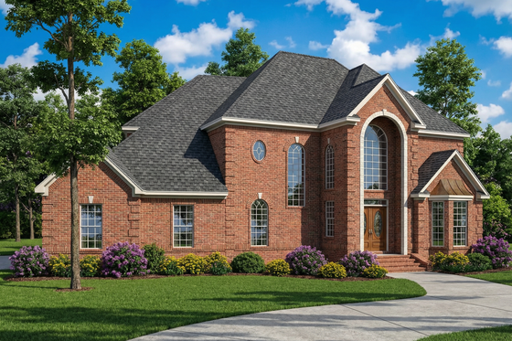 Exterior - Front Elevation 3 for European House Plan #17-239 - 3 bed, 2.5 bath