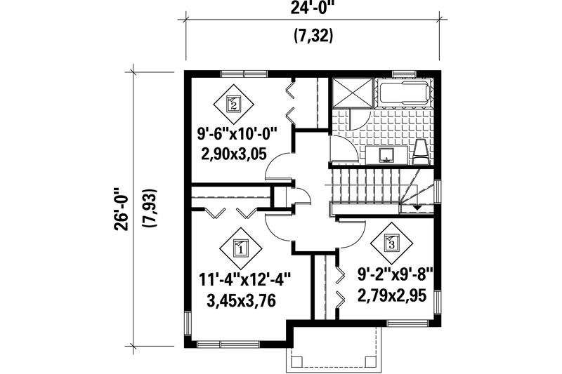 Dream House Plan - Floor Plan - Upper Floor for Contemporary House Plan #25-4505 - 3 bed, 1 bath