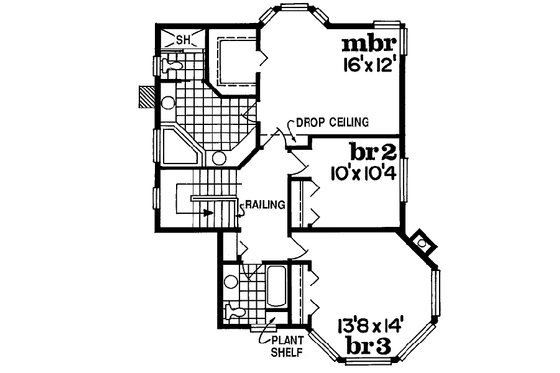 Floor Plan - Upper Floor for Victorian House Plan #47-268 - 3 bed, 2.5 bath