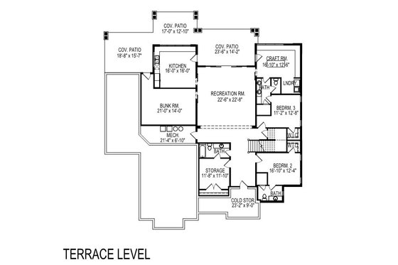 Floor Plan - Lower Floor for Modern House Plan #920-123 - 3 bed, 4.5 bath