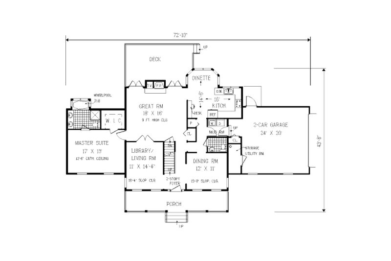 House Blueprint - Floor Plan - Main Floor for Farmhouse House Plan #3-160 - 3 bed, 2.5 bath