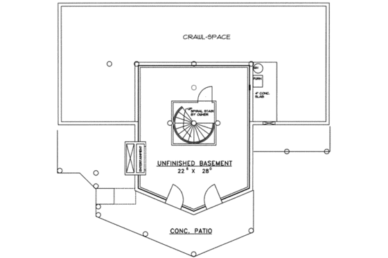 Floor Plan - Lower Floor for Log House Plan #117-102 - 3 bed, 2 bath