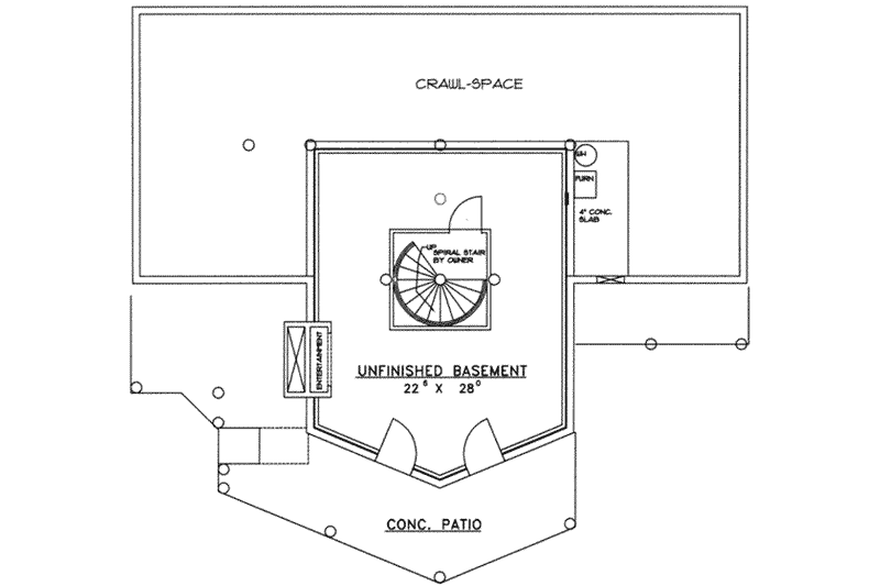 Dream House Plan - Floor Plan - Lower Floor for Log House Plan #117-102 - 3 bed, 2 bath