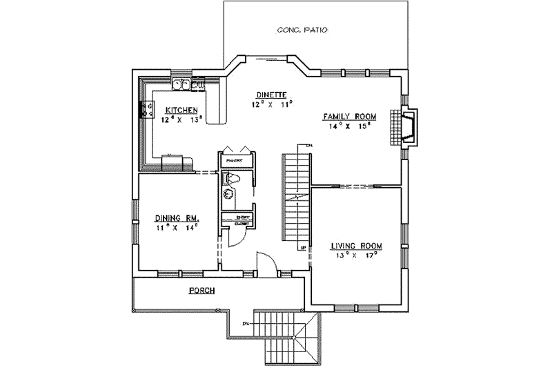 Home Plan - Floor Plan - Main Floor for Traditional House Plan #117-154 - 4 bed, 3 bath