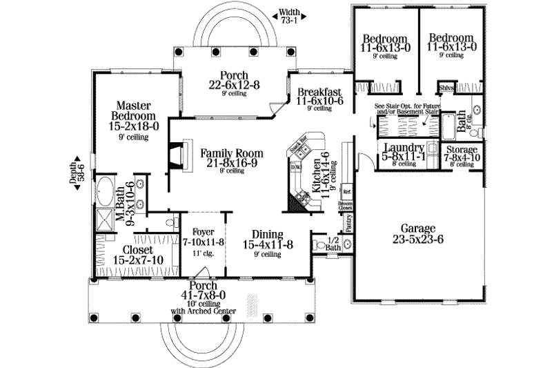 Architectural House Design - Floor Plan - Main Floor for Colonial House Plan #406-129 - 3 bed, 2.5 bath