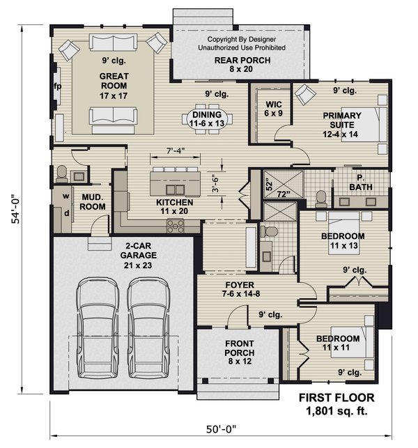 House Blueprint - Farmhouse Floor Plan - Main Floor Plan #51-1392
