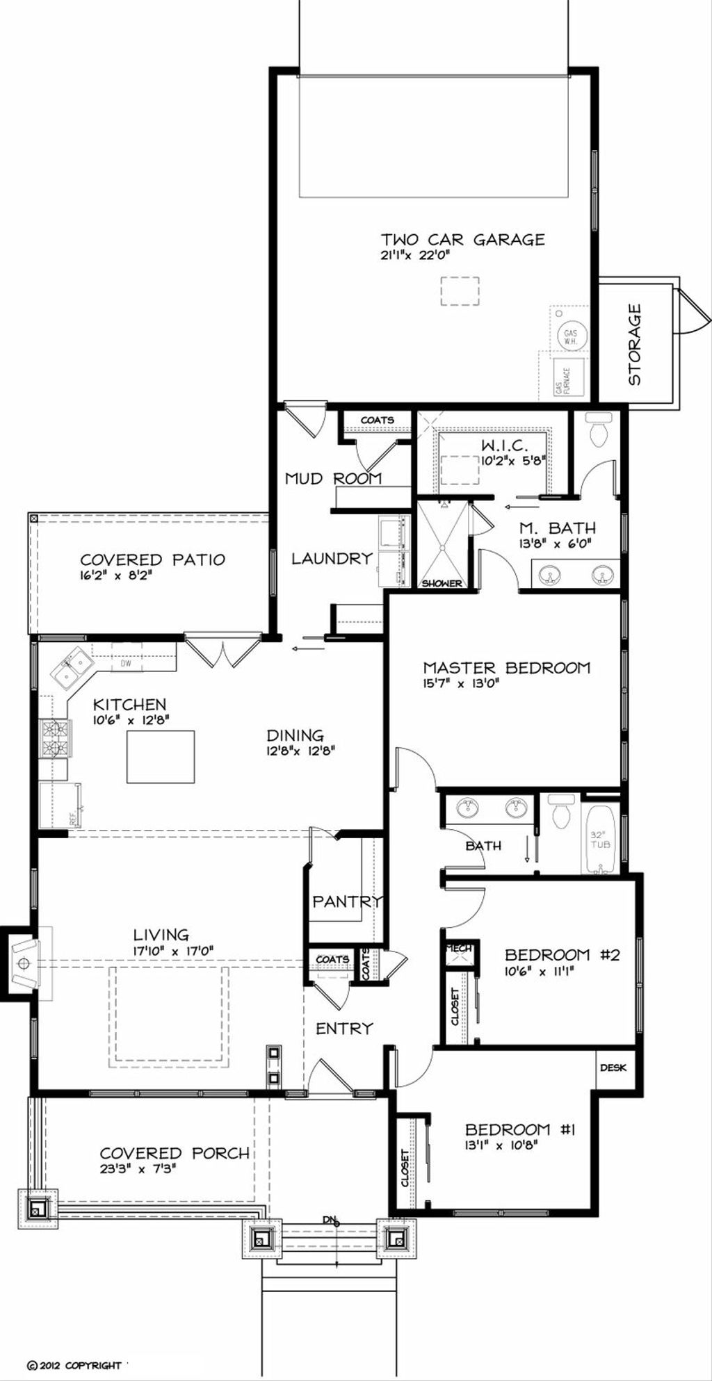 Craftsman Style House  Plan  3 Beds 2 Baths 1749 Sq Ft 