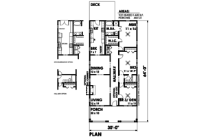 Floor Plan - Main Floor for Bungalow House Plan #30-209 - 3 bed, 2 bath
