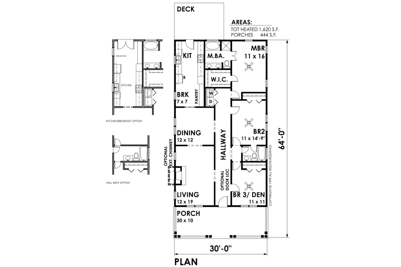 Home Plan - Floor Plan - Main Floor for Bungalow House Plan #30-209 - 3 bed, 2 bath