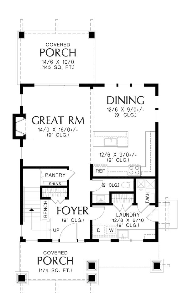 Craftsman Floor Plan - Main Floor Plan #48-1114