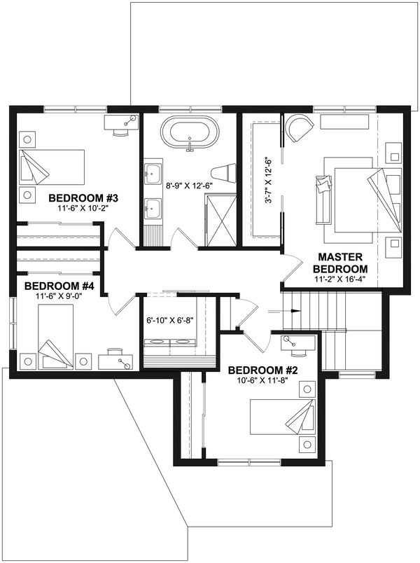 House Design - Country Floor Plan - Upper Floor Plan #23-2804