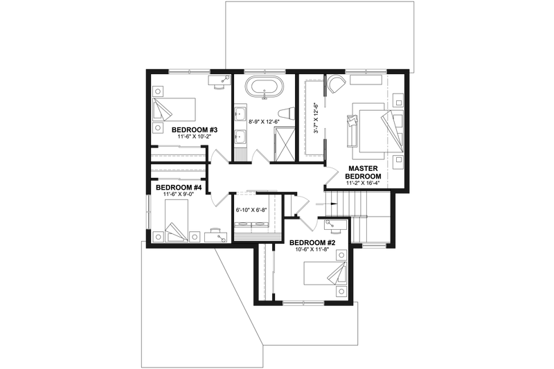 Architectural House Design - Floor Plan - Upper Floor for Country House Plan #23-2804 - 4 bed, 1.5 bath