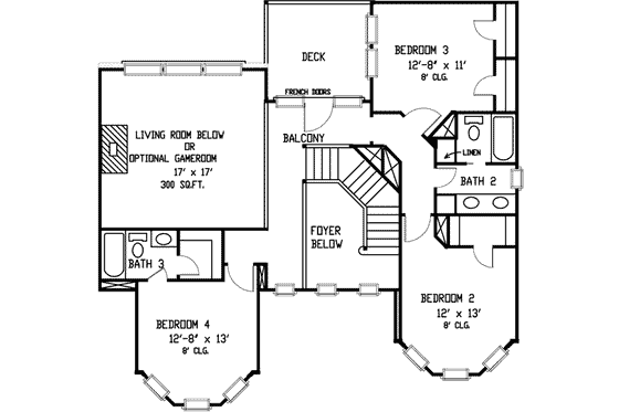 Floor Plan - Upper Floor for Victorian House Plan #410-197 - 4 bed, 3.5 bath