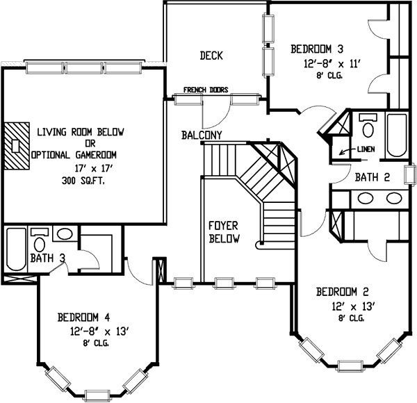 Architectural House Design - Victorian Floor Plan - Upper Floor Plan #410-197