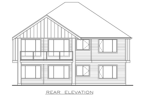 Exterior - Rear Elevation for Farmhouse House Plan #1100-42 - 2 bed, 2 bath