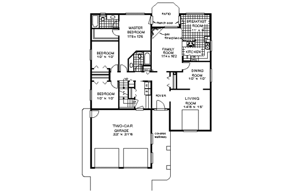 Floor Plan - Main Floor for Ranch House Plan #18-131 - 3 bed, 2 bath