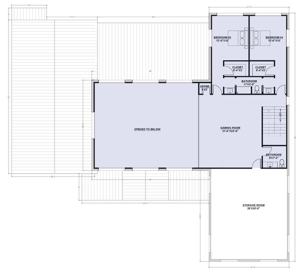 Barndominium Floor Plan - Upper Floor Plan #1107-17