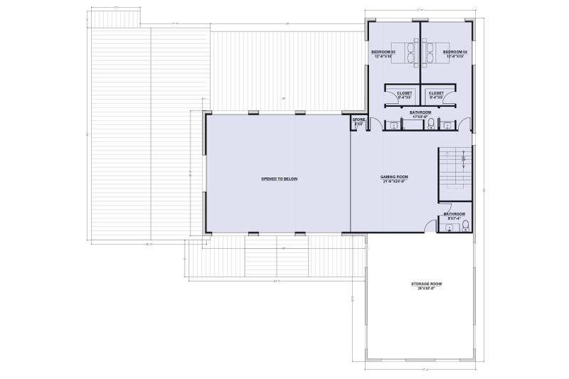 House Design - Floor Plan - Upper Floor for Barndominium House Plan #1107-17 - 4 bed, 4 bath