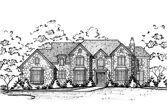 Exterior - Front Elevation 3 for European House Plan #20-2210 - 5 bed, 4.5 bath