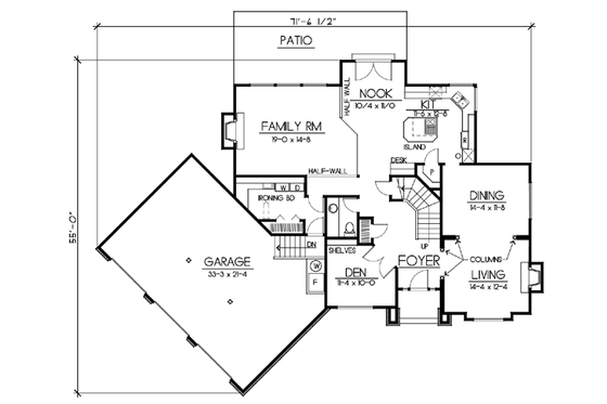 Floor Plan - Main Floor for Traditional House Plan #100-446 - 4 bed, 2.5 bath