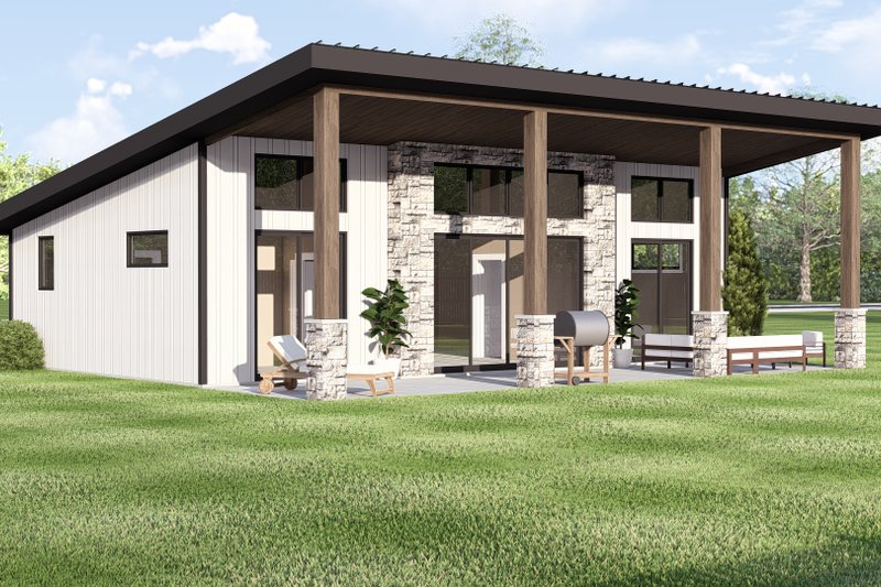 Architectural House Design - Exterior - Rear Elevation for Contemporary House Plan #1064-442 - 2 bed, 2 bath