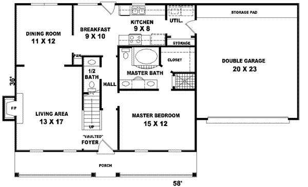 Southern Floor Plan - Main Floor Plan #81-456