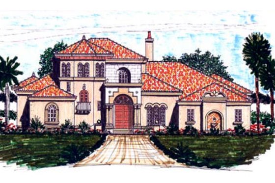 Exterior - Front Elevation for European House Plan #76-110 - 4 bed, 3.5 bath