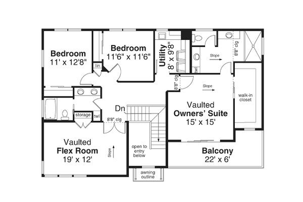 Modern Floor Plan - Upper Floor Plan #124-1347