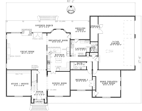 House Plan Design - European Floor Plan - Main Floor Plan #17-2184