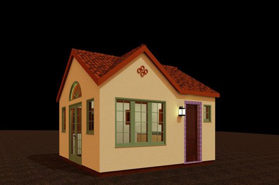 Exterior - Front Elevation for Adobe / Southwestern House Plan #917-31 - 1 bed, 1 bath