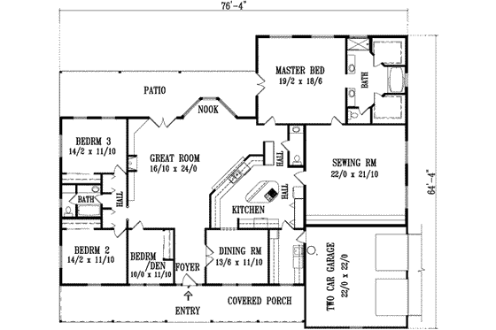 Floor Plan - Main Floor for Mediterranean House Plan #1-1160 - 4 bed, 2.5 bath