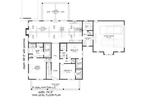 Floor Plan - Main Floor for Farmhouse House Plan #932-709 - 4 bed, 3 bath