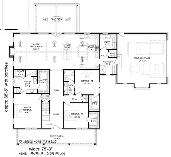 Farmhouse Floor Plan - Main Floor Plan #932-709