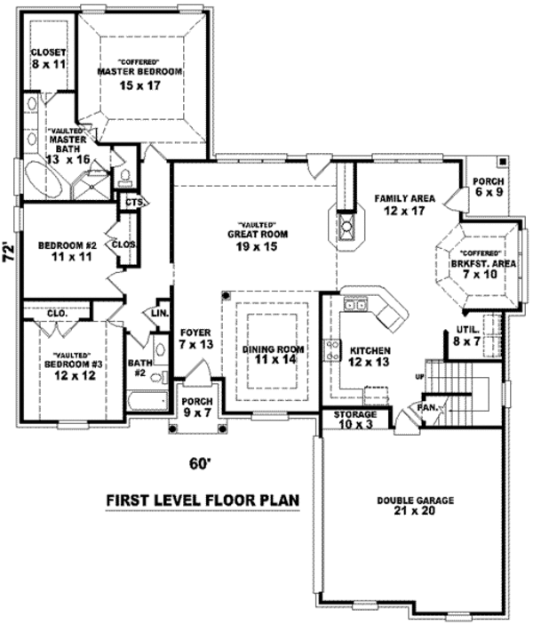 Traditional Floor Plan - Main Floor Plan #81-1100