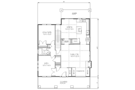 Floor Plan - Main Floor for Traditional House Plan #423-23 - 4 bed, 2 bath