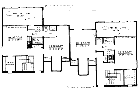 Floor Plan - Upper Floor House Plan #303-423 - 2 bed, 2 bath