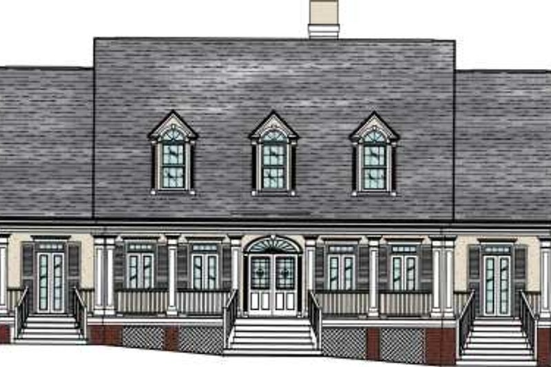 House Blueprint - Southern Exterior - Front Elevation Plan #37-104
