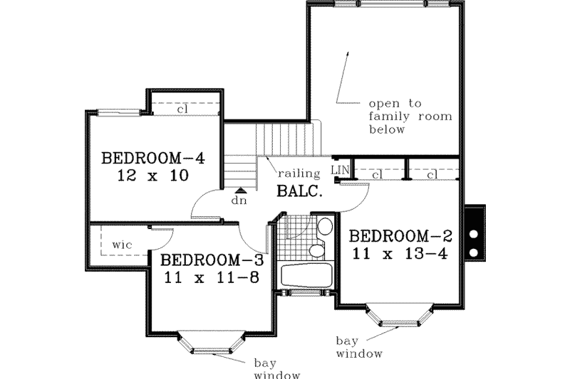 Dream House Plan - Floor Plan - Upper Floor for Traditional House Plan #3-141 - 4 bed, 2.5 bath