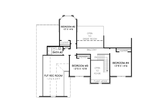 Floor Plan - Upper Floor for European House Plan #424-327 - 4 bed, 2.5 bath