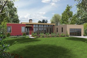 Modern Exterior - Front Elevation Plan #48-477