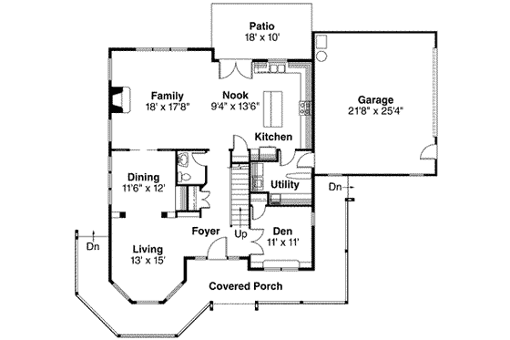 Floor Plan - Main Floor for Victorian House Plan #124-274 - 4 bed, 2.5 bath