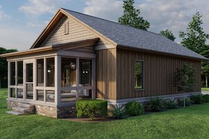 Exterior - Front Elevation 3 for Cabin House Plan #923-323 - 2 bed, 1.5 bath