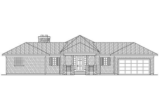 Exterior - Front Elevation 1 for Craftsman House Plan #124-408 - 3 bed, 2 bath