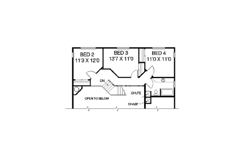 Home Plan - Floor Plan - Upper Floor for Ranch House Plan #60-150 - 4 bed, 3 bath