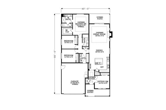Floor Plan - Main Floor for Craftsman House Plan #53-513 - 3 bed, 2 bath