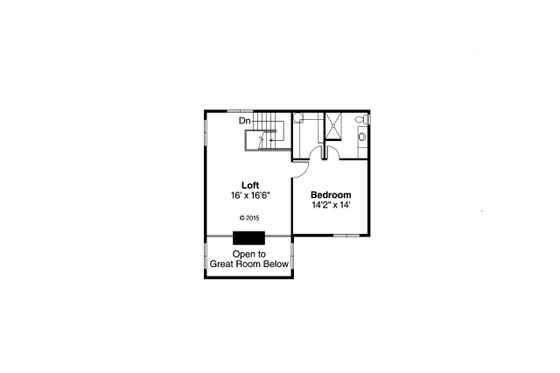 Floor Plan - Upper Floor for Mediterranean House Plan #124-1074 - 2 bed, 2.5 bath